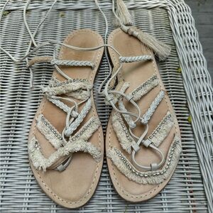 SCHUTZ Tan Braided Sandals for Casual Summer Style